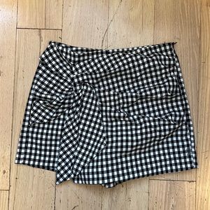 Zara Gingham Ruched Mini Skort